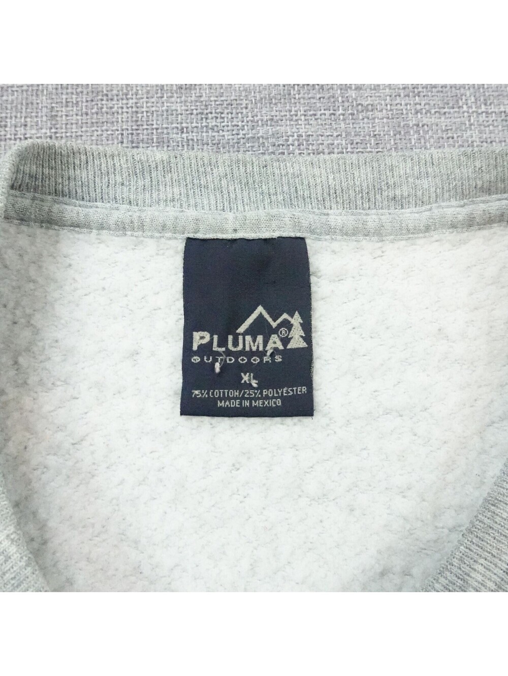 Vintage Pluma Outdoors Gray Blank Crewneck Sweatshirt Size L Cotton/Poly Fleece - Picture 7 of 9